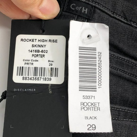 NWT Aritzia Citizens of Humanity Black Rocket High Rise Distressed Skinny 29 - Picture 5 of 7